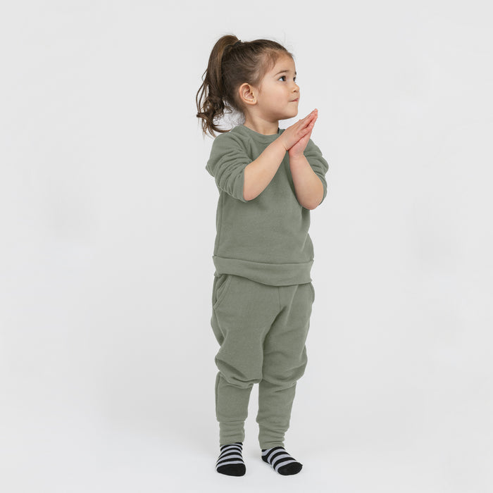 Cozy Pullver - Organic Cotton French Terry Kids Sweatshirt - Thyme - Toddler and Kids Sweatshirts - Made in Canada - mini mioche