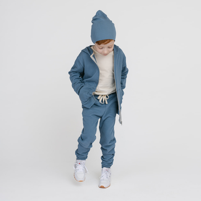 Kids Organic Cotton Sweatpants - Cozy Skinny Sweats - River - French Terry Sweatpants for Toddlers and Kids - Made in Canada - mini mioche