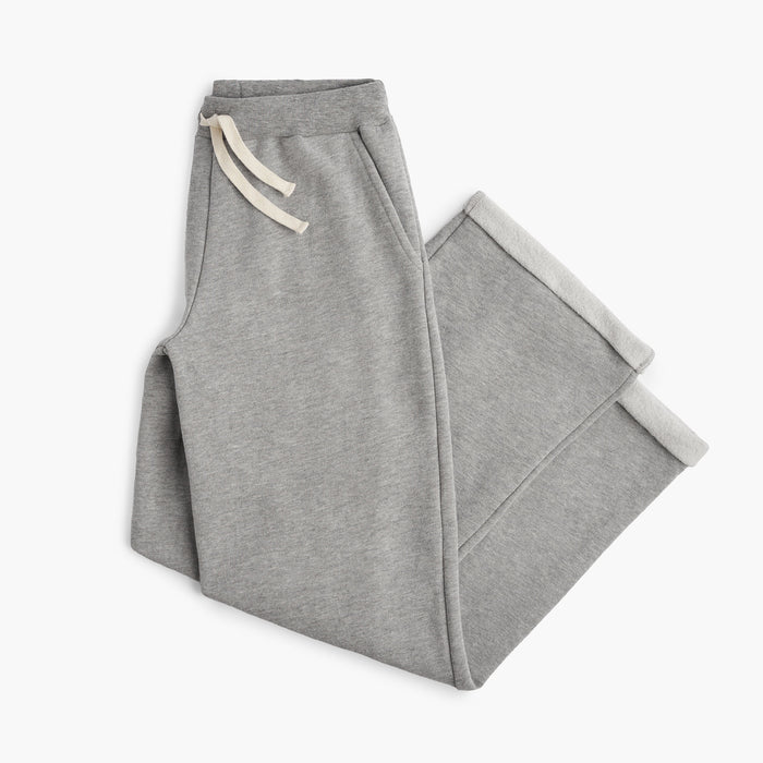 Cozy Wide Leg Pants - 100% GOTS-Certified Organic Cotton French Terry Kids Sweatpants - Heather Grey - Joggers Made in Canada - Toddlers Kids Tweens and Teens - mini mioche