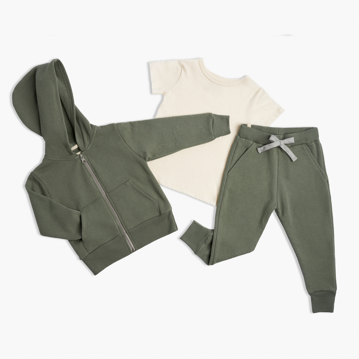 Organic Cotton Kids Hoodies - Cozy Hoodie - Baby and Toddler Hoodies Made in Canada - Thyme - mini mioche
