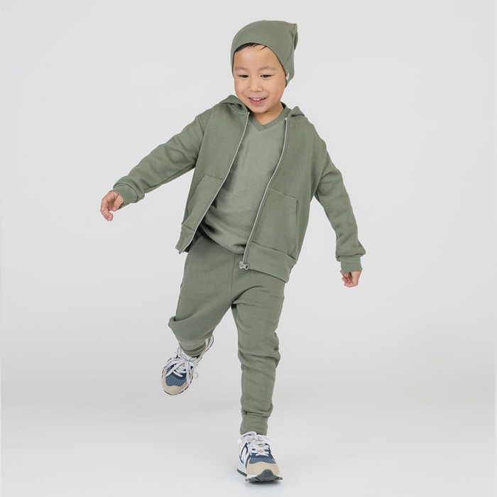Organic Cotton Kids Hoodies - Cozy Hoodie - Baby and Toddler Hoodies Made in Canada - Thyme - mini mioche