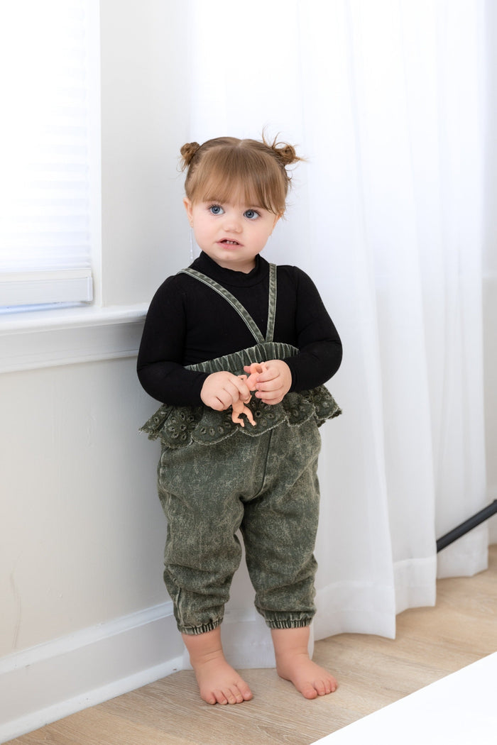 Crochet Denim Overalls - Girls