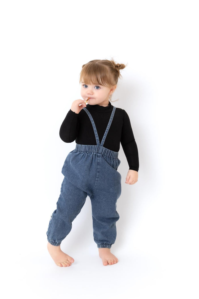 Crochet Denim Overalls - Girls