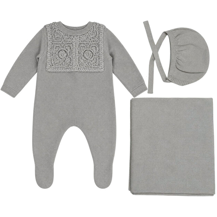 Crochet Knit Collar Layette Set