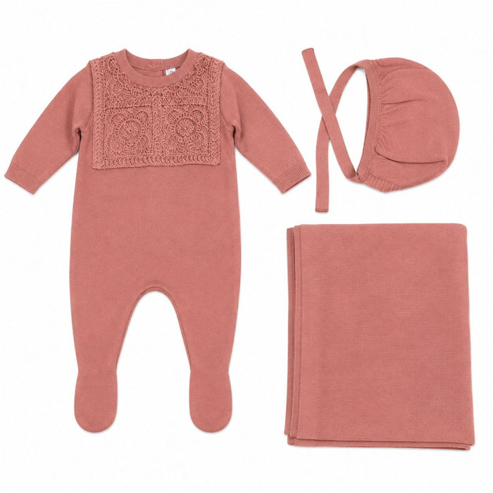 Crochet Knit Collar Layette Set