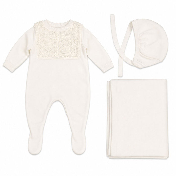 Crochet Knit Collar Layette Set