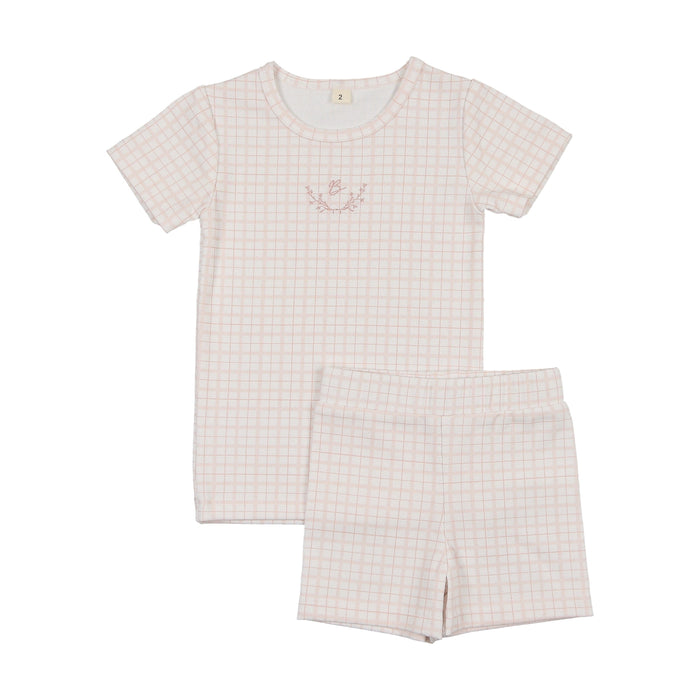 Dainty Grid Short Sleeve Lounge Set
