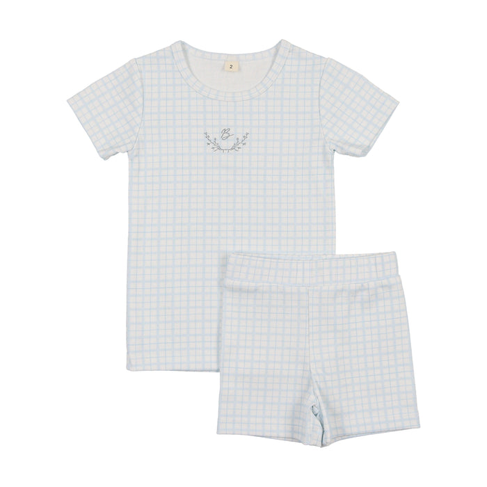 Dainty Grid Short Sleeve Lounge Set