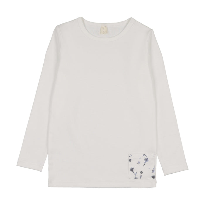 Denim Patch 3/4 Sleeve Cotton T-Shirt - Girl