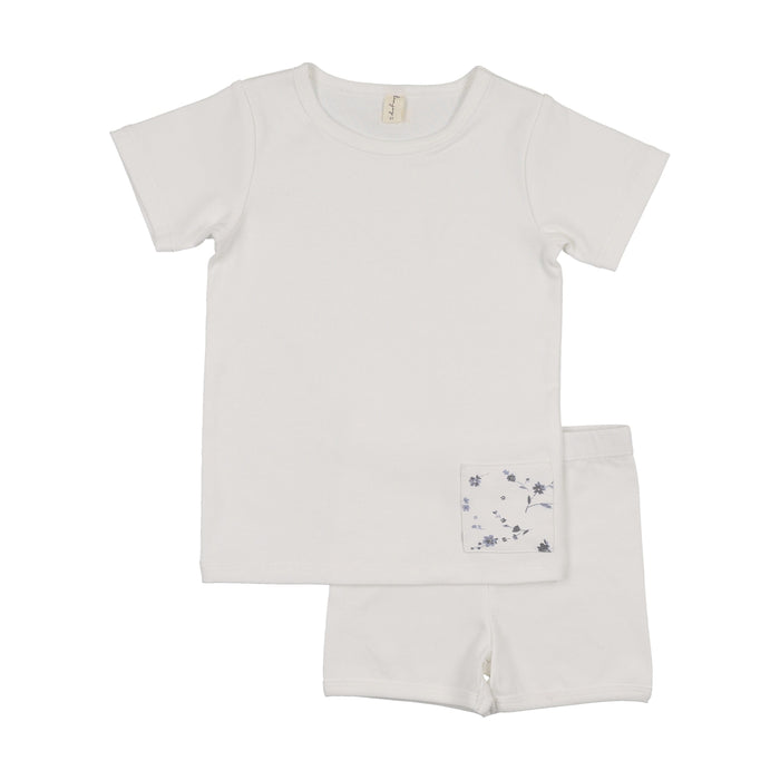 Denim Patch Shorts Set