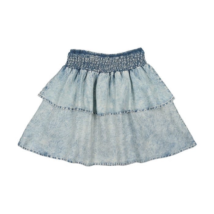 Denim Tencel Smocked Skirt Light