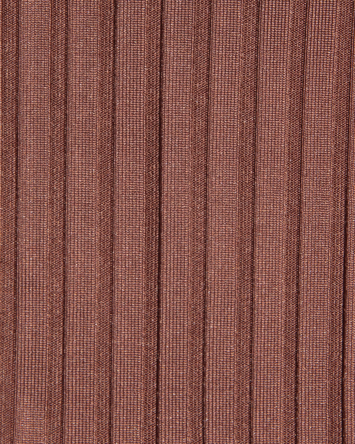 Close-up of cafe-colored ribbed fabric used in the LSPACE cafe Dolce Bikini Bottom.