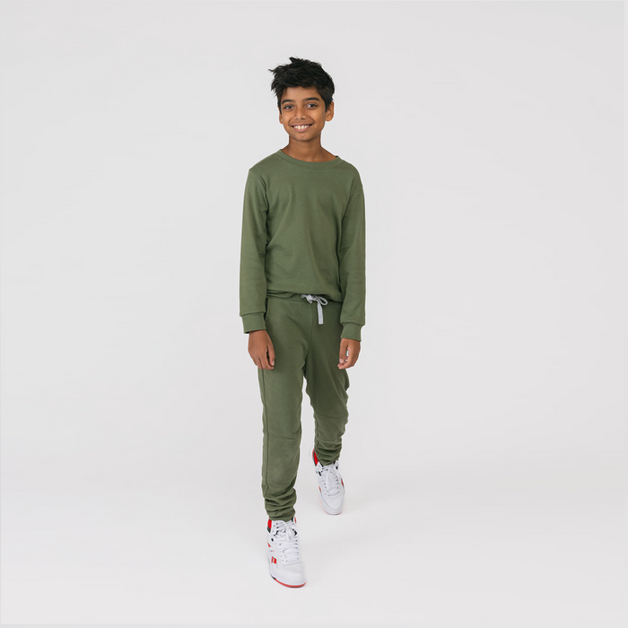 Dreamy Long Sleeve Crew - Organic Cotton Kids Shirts - Hunter - Baby and Toddler Shirts Made in Canada - mini mioche