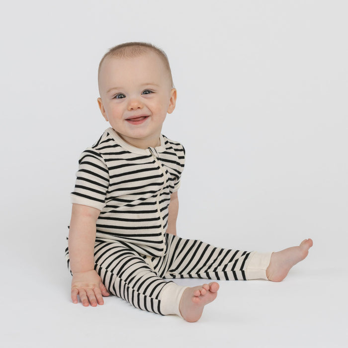 Dreamy Short Sleeve Sleeper - Sleepers - Natural Stripe - 0-3 months - mini mioche