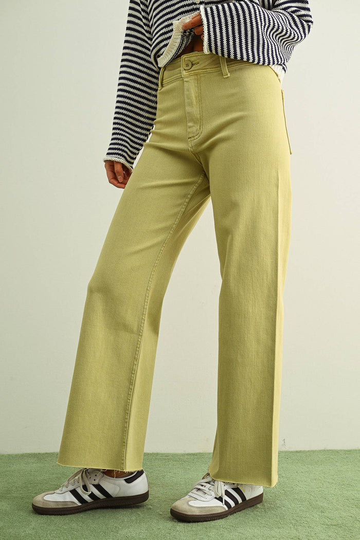 Ecru straight Wide Leg Pant