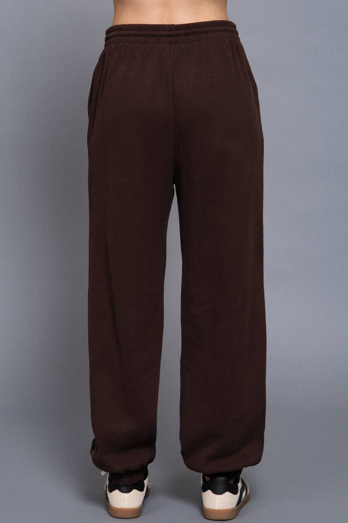 Elastic Waist Soft Jogger Pants:BEIGE