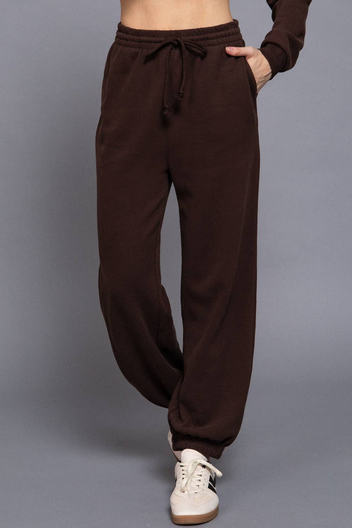 Elastic Waist Soft Jogger Pants:BEIGE