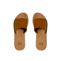 Ellie Saddle memory foam sandal with arch support with a faux suede strap and beige footbed