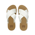 Ellie Cross in Satin sandal with memory foam footbed with arch support and a white criss cross strap