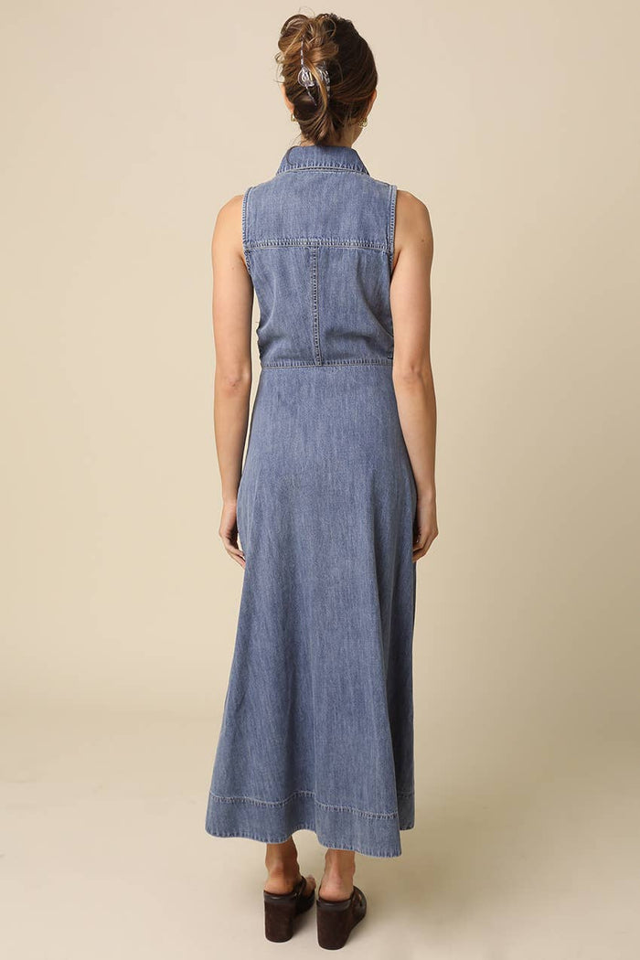 Elsie Button-Front Denim Maxi