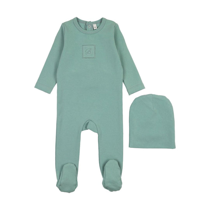 Embroidered B Footie Set