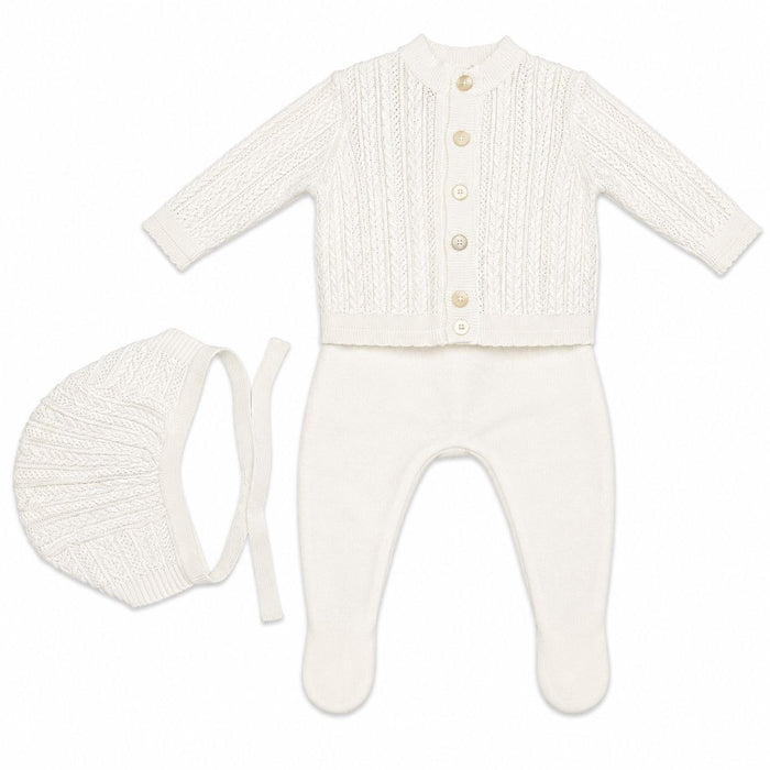 Embroidered Collar Knit Footie Set