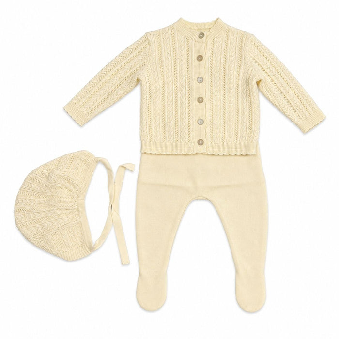 Embroidered Collar Knit Footie Set