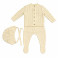 Embroidered Collar Knit Footie Set