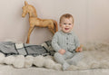 Embroidered Collar Knit Footie W/ Cardigan