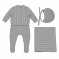 Embroidered Collar Knit Layette Set