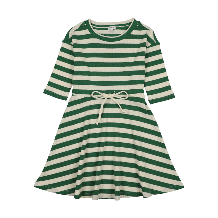 Embroidered Stripe 3/4 Sleeve Dress