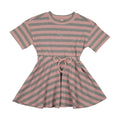 Embroidered Stripe Short Sleeve Dress