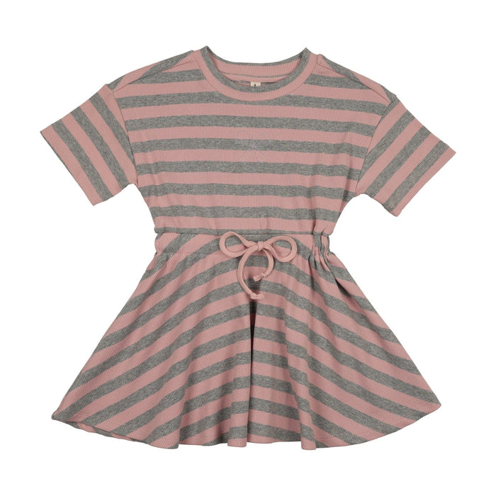 Embroidered Stripe Short Sleeve Dress