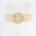 Faux Straw Elastic Belt: Ivory