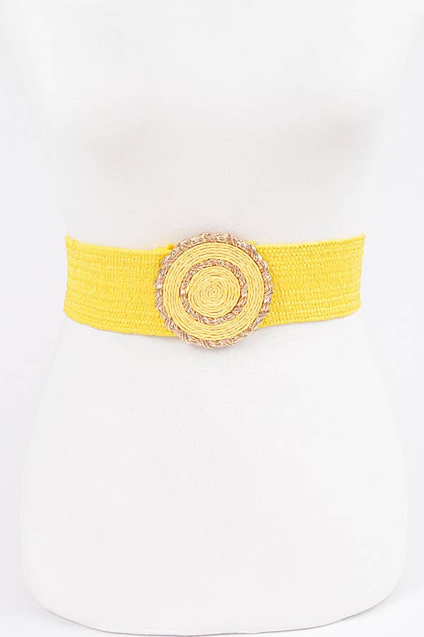 Faux Straw Elastic Belt: Khaki