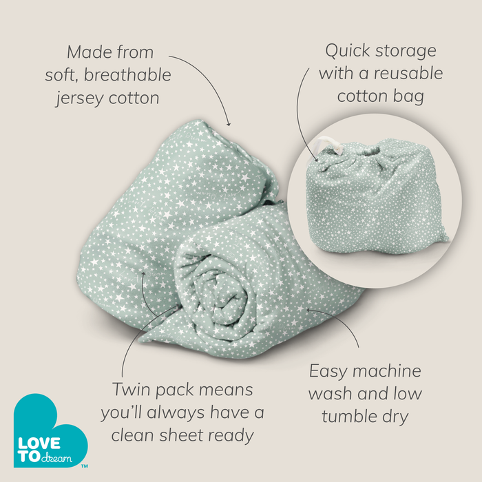 Fitted Cot/Crib Sheet Twin Pack Cotton Pink