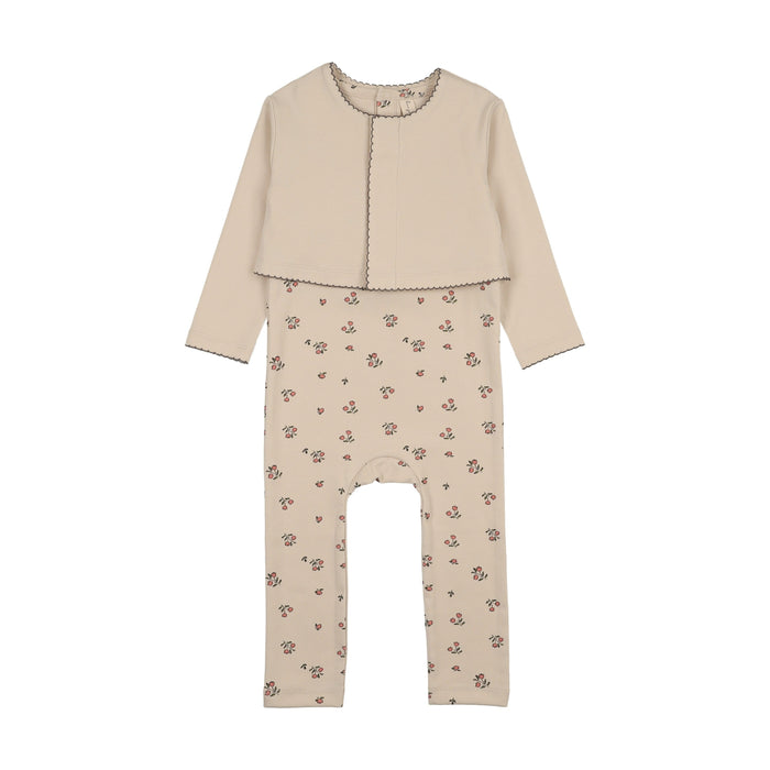 Floral Romper Cardigan Set