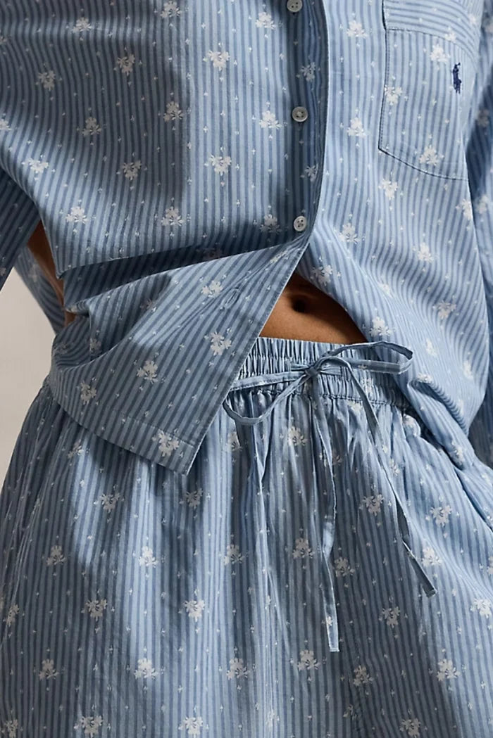 Floral-Stripe Poplin Long-Sleeve PJ Set Sleepwear Polo Ralph Lauren