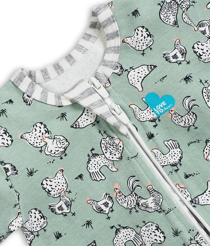Footless Romper Cotton Olive Chicken Run