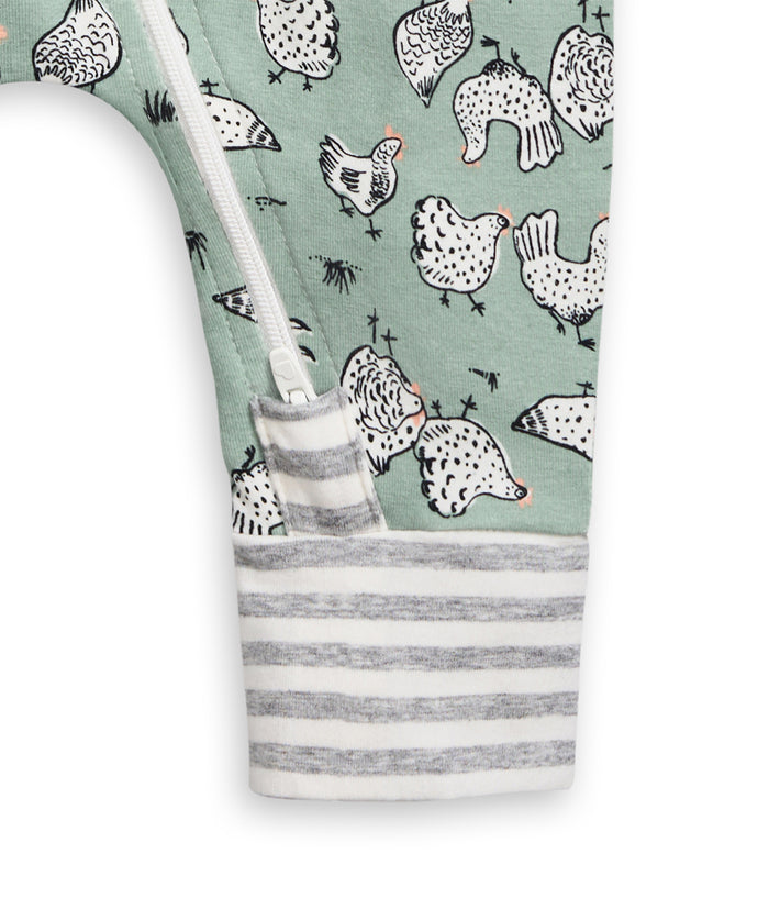 Footless Romper Cotton Olive Chicken Run