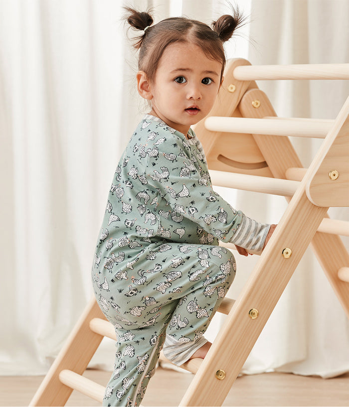 Footless Romper Cotton Olive Chicken Run