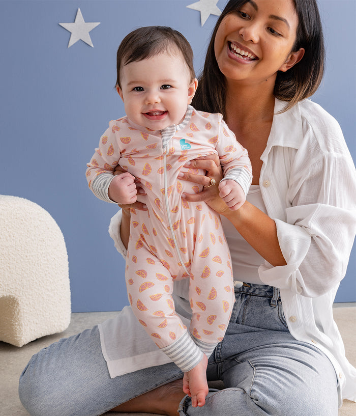 Footless Romper Cotton Pink Sliced