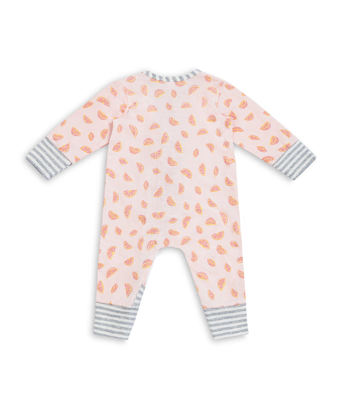 Footless Romper Cotton Pink Sliced