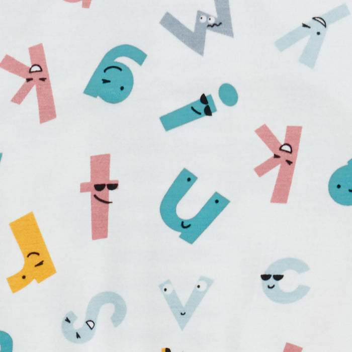 Footless Romper Ecovero White Alphabet Soup