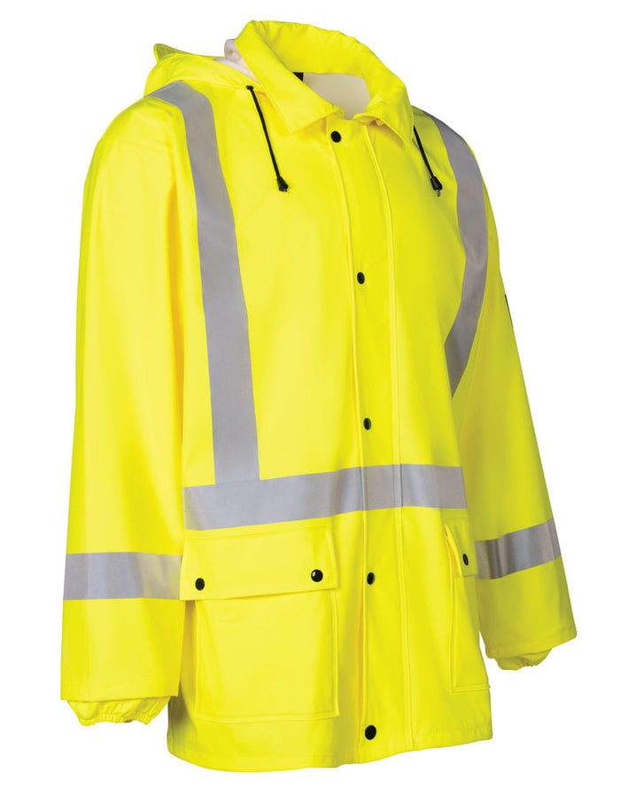 Forcefield Lightweight FR Lime Hi-Vis Safety Rain Jacket 023-8155