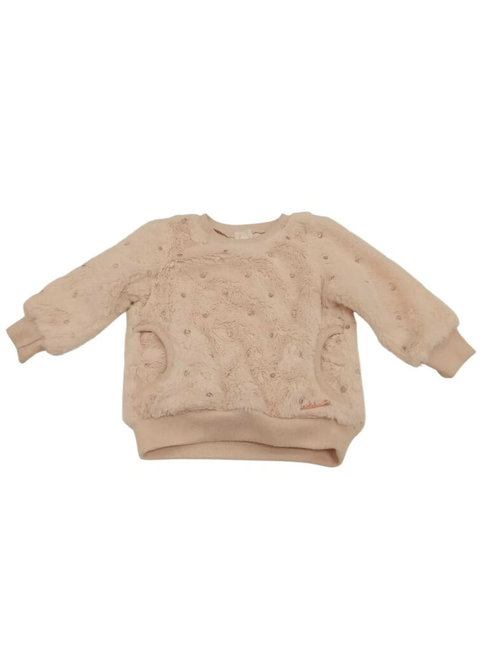 fuzzy sequin sweater w/pockets