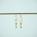 Gold Pearl and Tourmaline Drop Earrings
