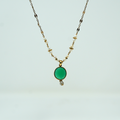 Green Onyx and Pearl Mix Necklace