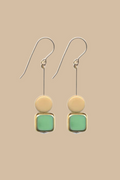 Green Square and Cream Circle Earrings