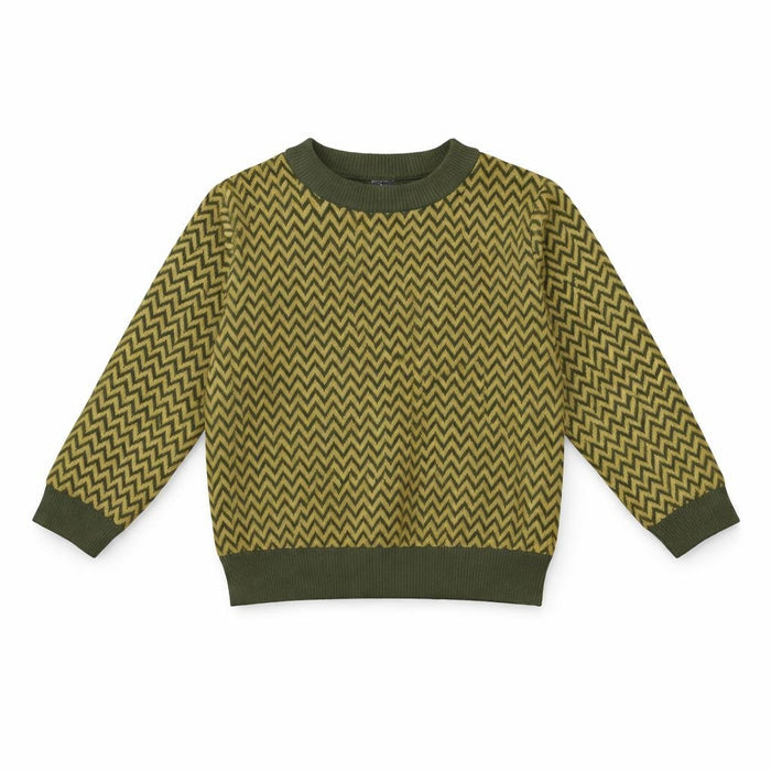 Green Zigzag Knit Top